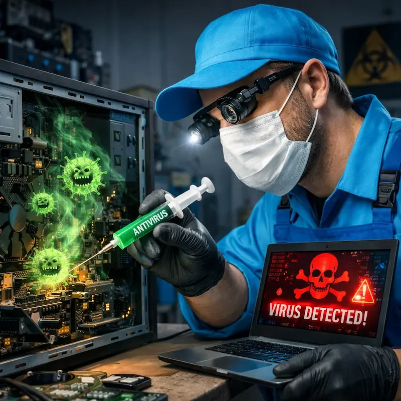 Лечение компьютера от вирусов в Воткинске на дому